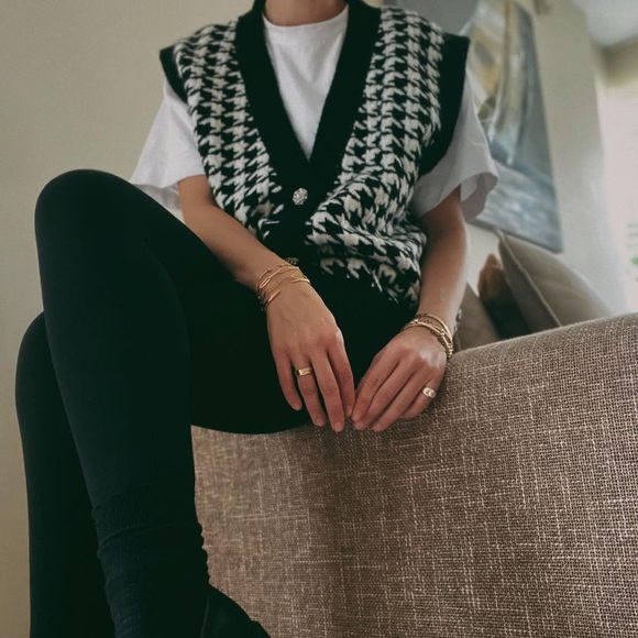 MANGO houndstooth knit jeweled vest blogger favorite - Picture 13 of 16